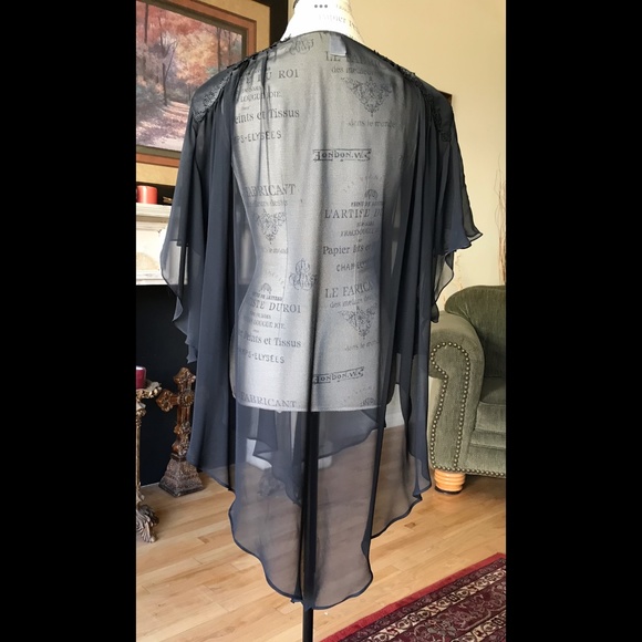JONQUIL By DIANE SAMANDI Black OSFM Diaphanous Robe / Topper (Matches Nightie) - Picture 4 of 7